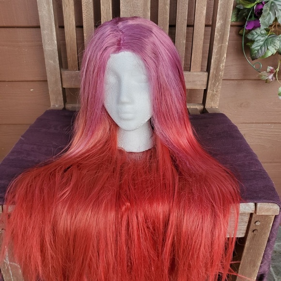 Accessories - [custom dyed] long red & purple lace front wig